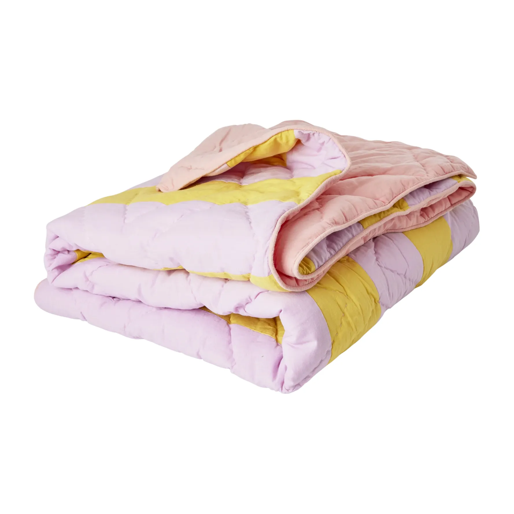 Rice Baumwolldecke gestreift 140 x 200cm, Yellow-lavender-pink RICE