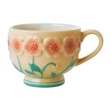 Rice Embossed Flower Keramiktasse 30cl - Creme - RICE