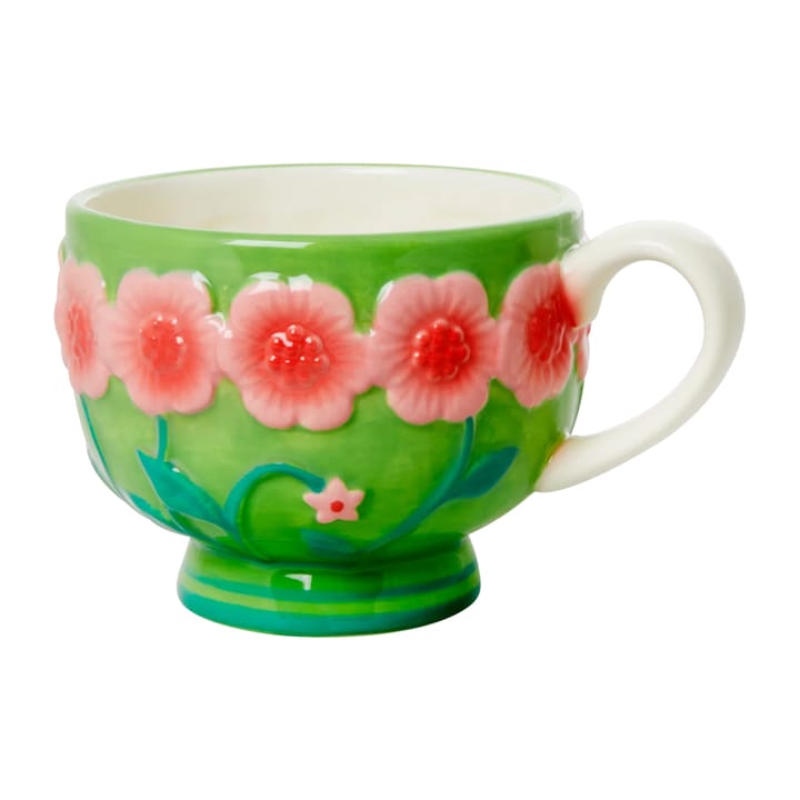 Rice Embossed Flower Keramiktasse 30cl - Sage green - RICE