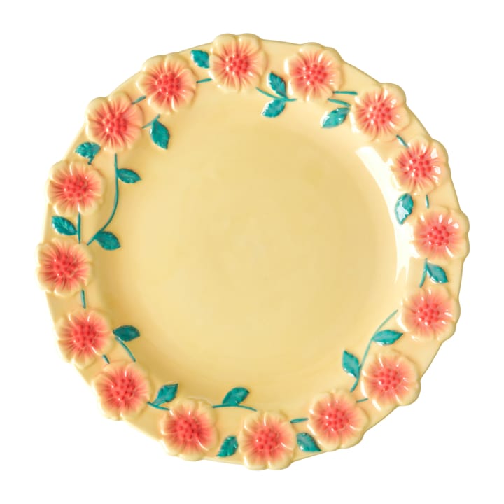 Rice Embossed Flower Keramikteller Ø25,5cm - Creme - RICE