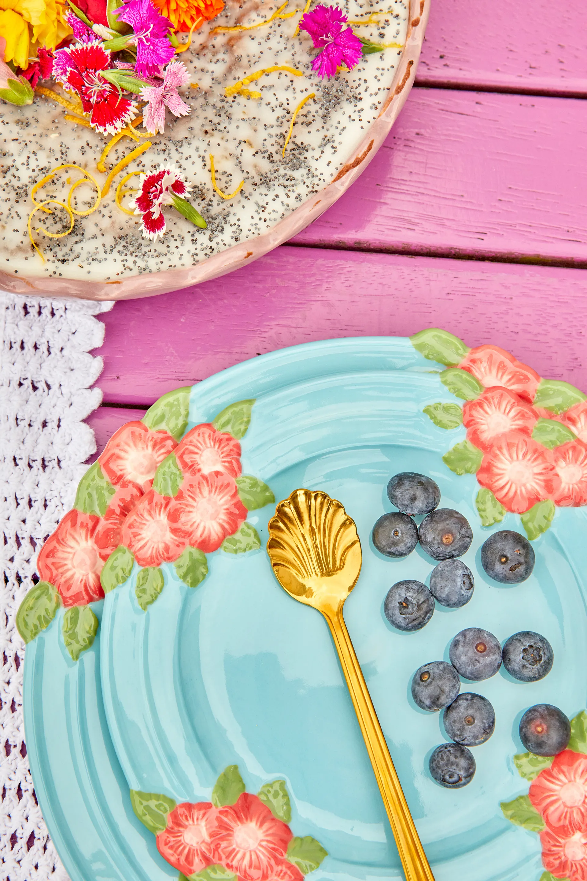 Rice Embossed Flower Keramikteller Ø25,5cm, Mint RICE