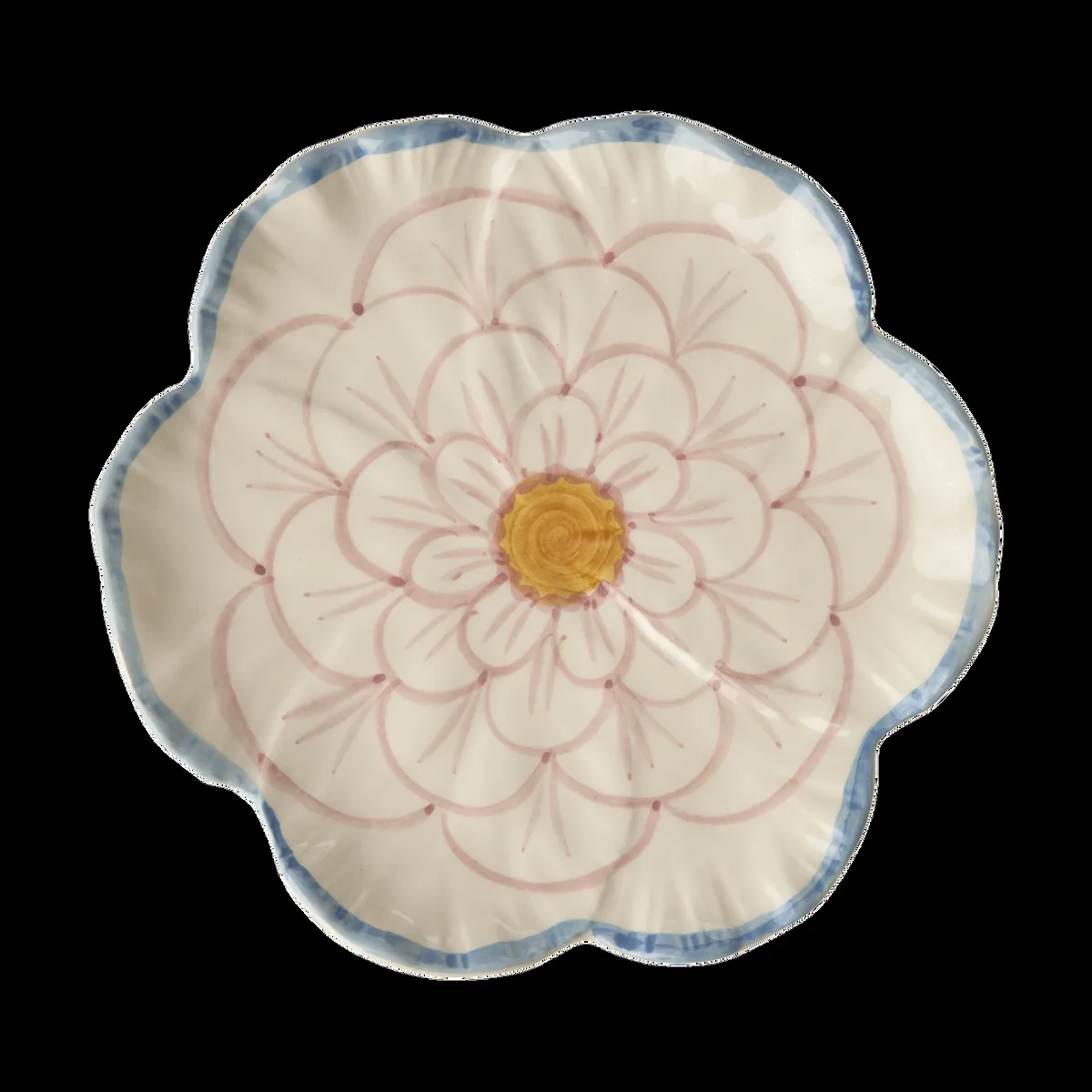 RICE Rice Flower Teller Ø19,5 cm Blue border