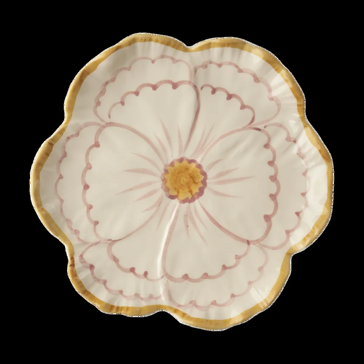 RICE Rice Flower Teller Ø19,5 cm Yellow border