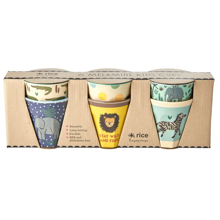 Rice Kinderbecher Jungle animals 6er Pack, Blau-multi RICE