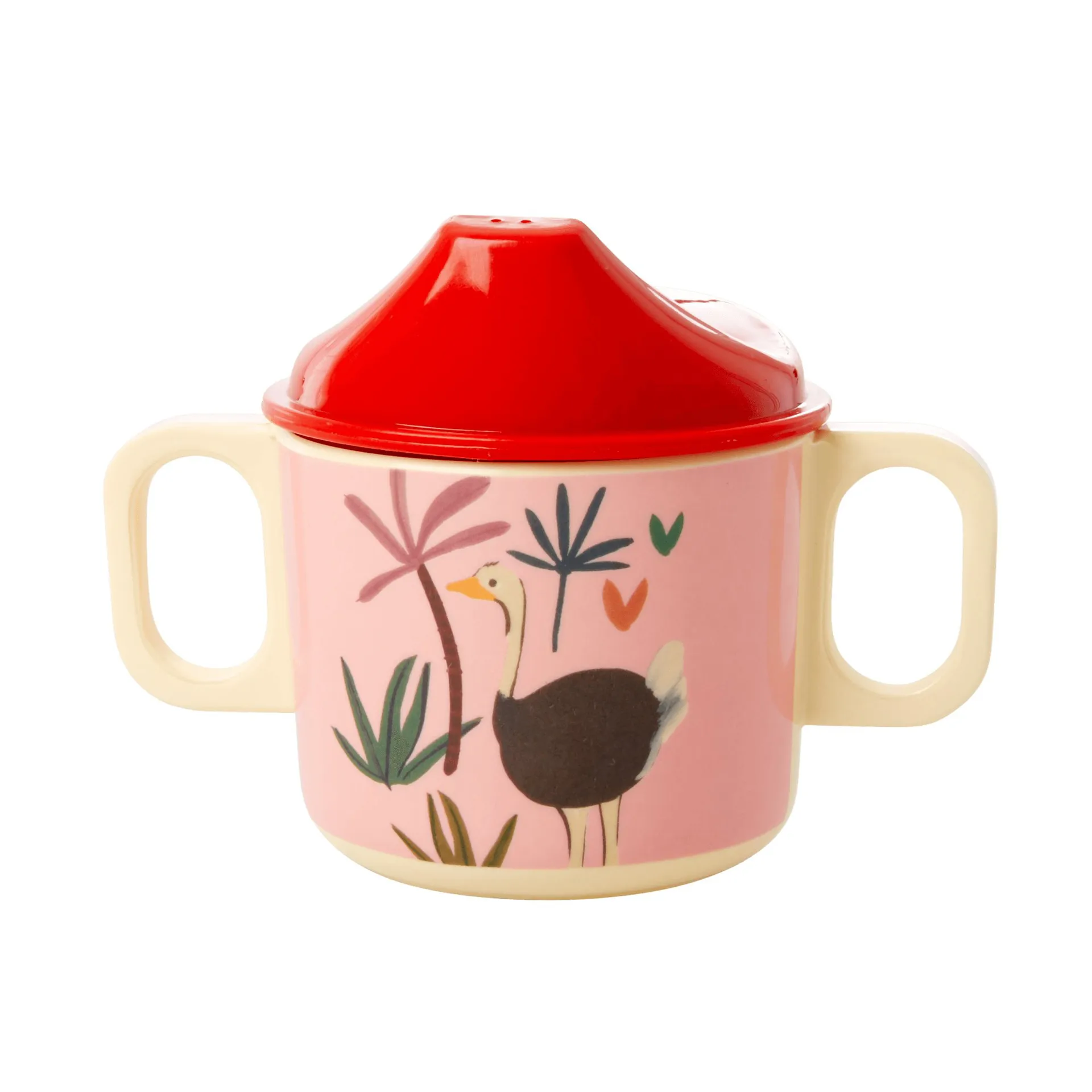 Rice Kinderbecher mit zwei Henkeln Jungle animals, Rot -rosa RICE