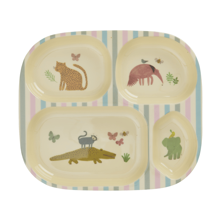 Rice Kinderteller Melamin 4 Fächer - Sweet Jungle Print - RICE