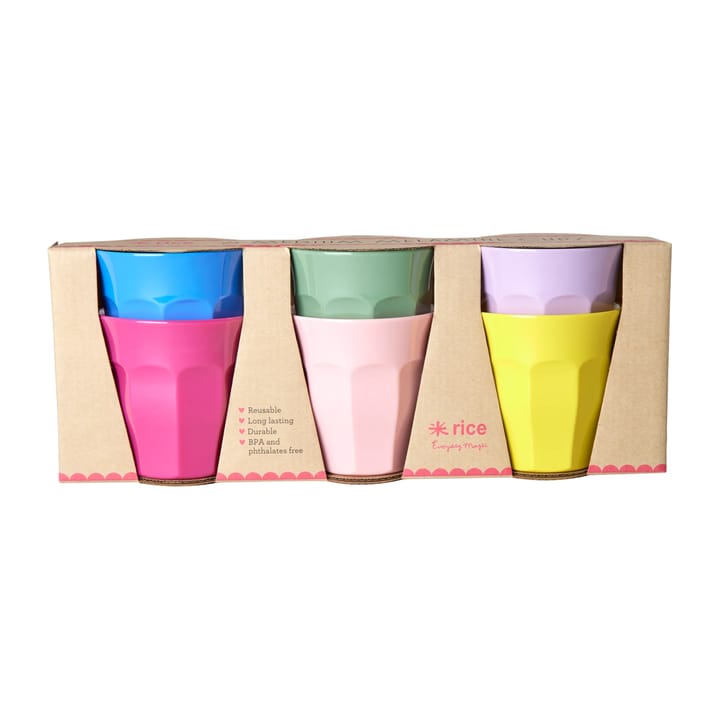 Rice Melamin Becher medium 6er Pack - Multicolor - RICE