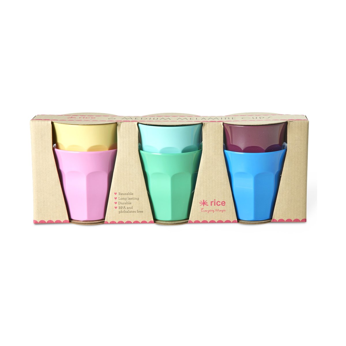 RICE Rice Melamin Becher medium 6er Pack Show youre true colors