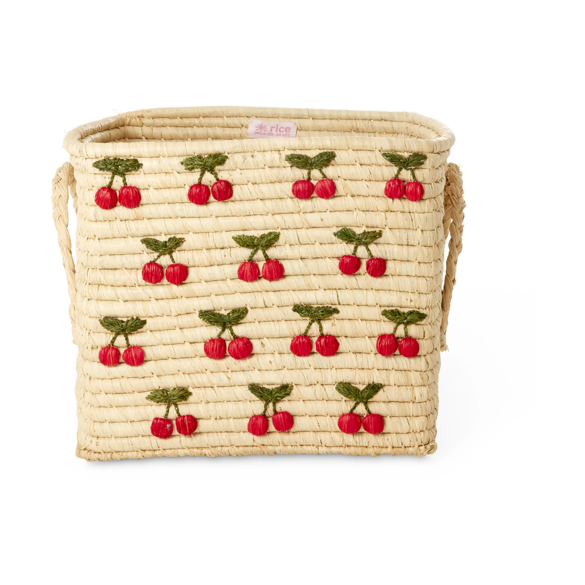 Rice Raffia Korb mit Griff 30 x 30cm, Kirsche RICE