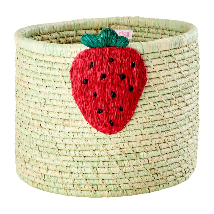 Rice raffia Verwahrungskorb Ø35cm - Strawberry embroidery - RICE