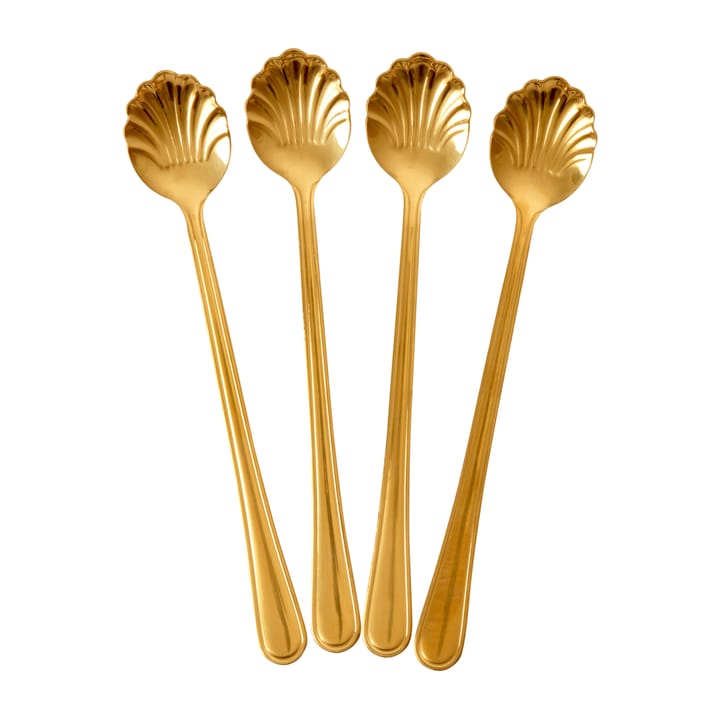 Rice Seashell Latteteelöffel 19cm 4er Pack - Gold - RICE