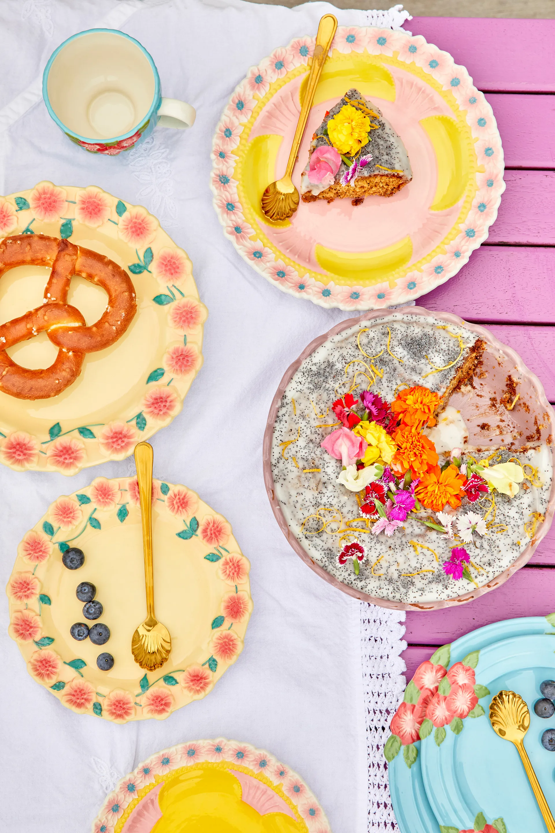 Rice Seashell Latteteelöffel 19cm 4er Pack, Gold RICE