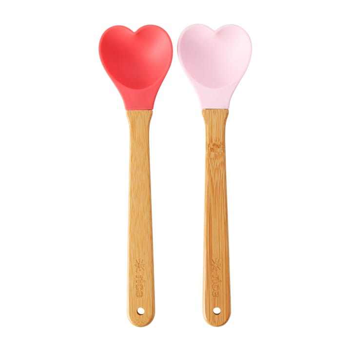 Rice Silikonlöffel mit Bambusshaft 23cm 2 Teile, Red-pink RICE
