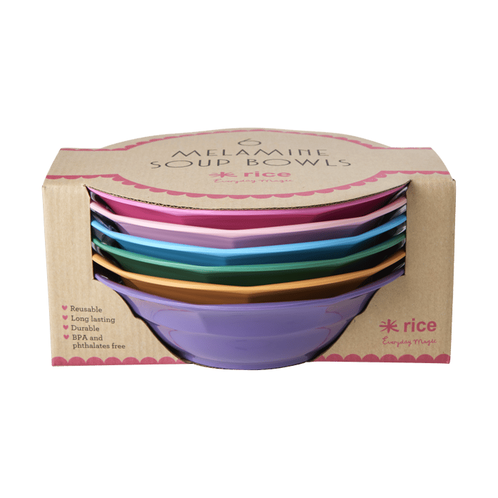 Rice Suppenteller Melamin Ø19 cm 6 Teile, Multicolor RICE