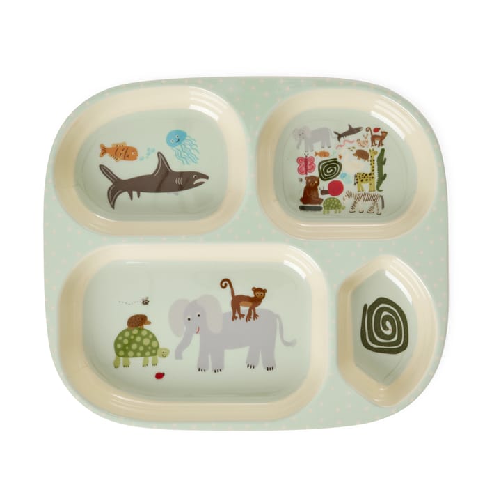 Rice Wildlife Kinderteller 4 Fächer, Mint RICE