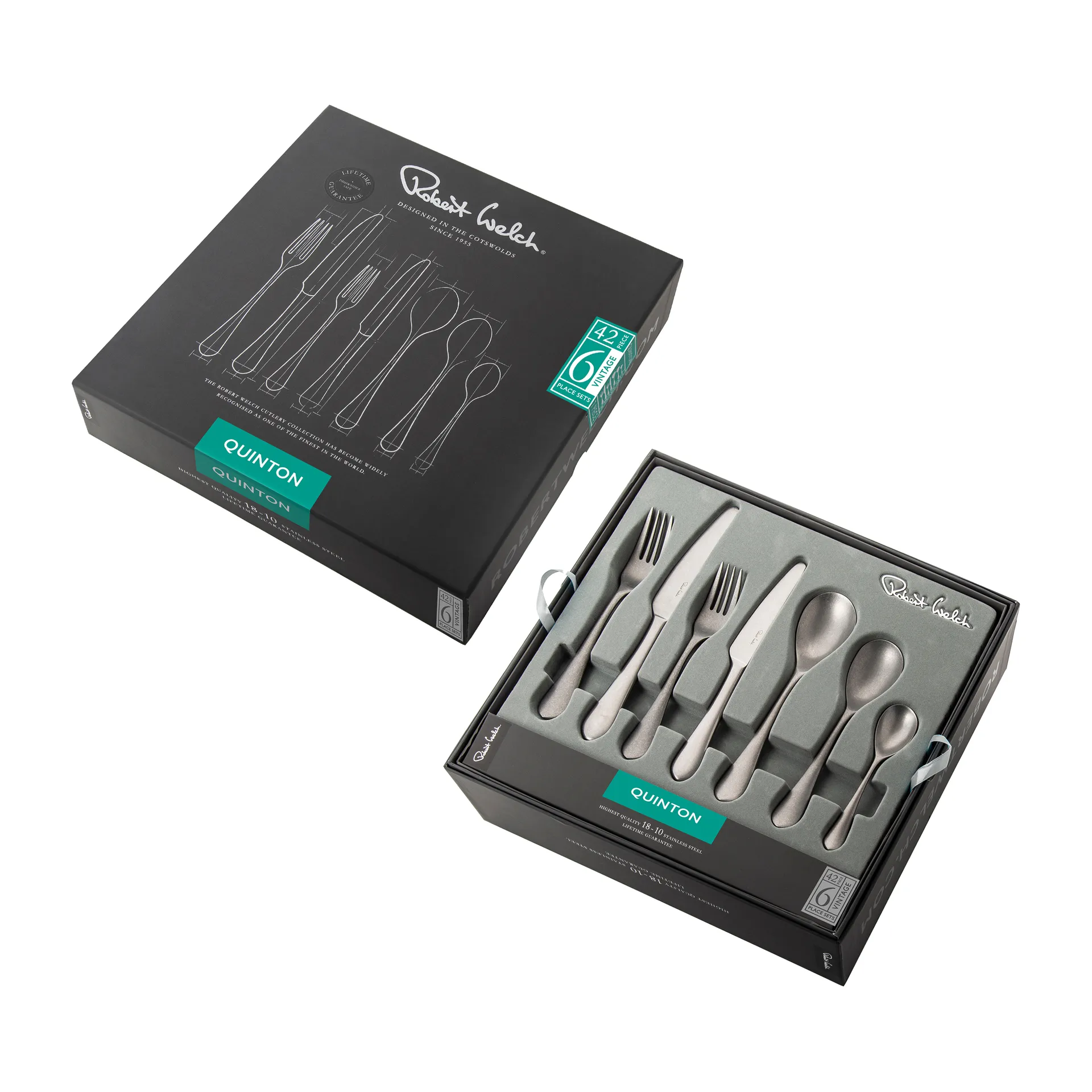 Quinton Vintage Besteckset, 42 Teile Robert Welch