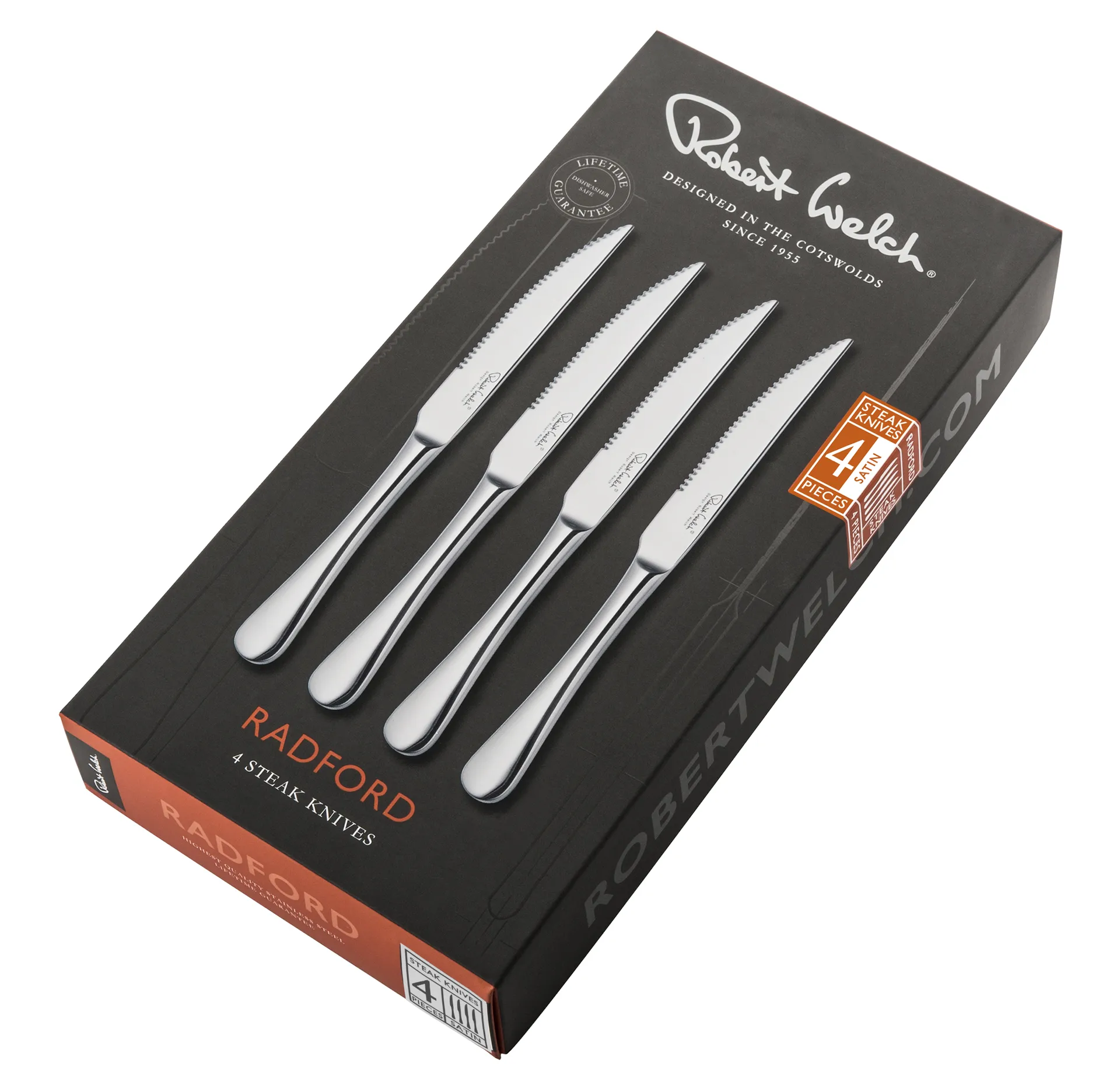 Radford Steakmesser matt 4 Teile, Edelstahl Robert Welch