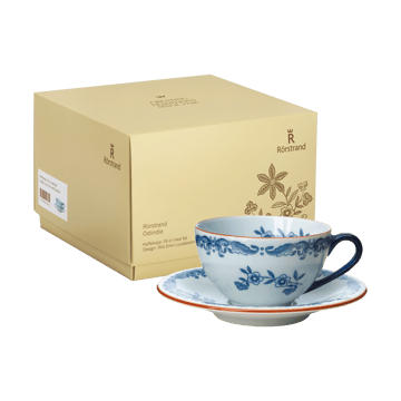 Ostindia Tasse mit Untertasse 16 cl Geschenkverpackung - Blau-Weiß - Rörstrand