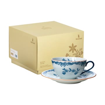 Ostindia Tasse mit Untertasse 27 cl Geschenkverpackung - Blau-Weiß - Rörstrand