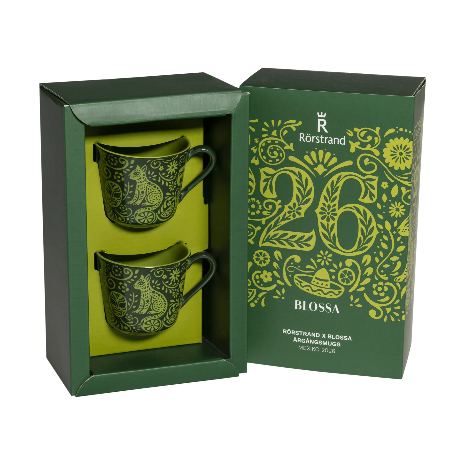 Rörstrand Blossa Tasse, Grün, 14 cl, 2-teilig Rörstrand