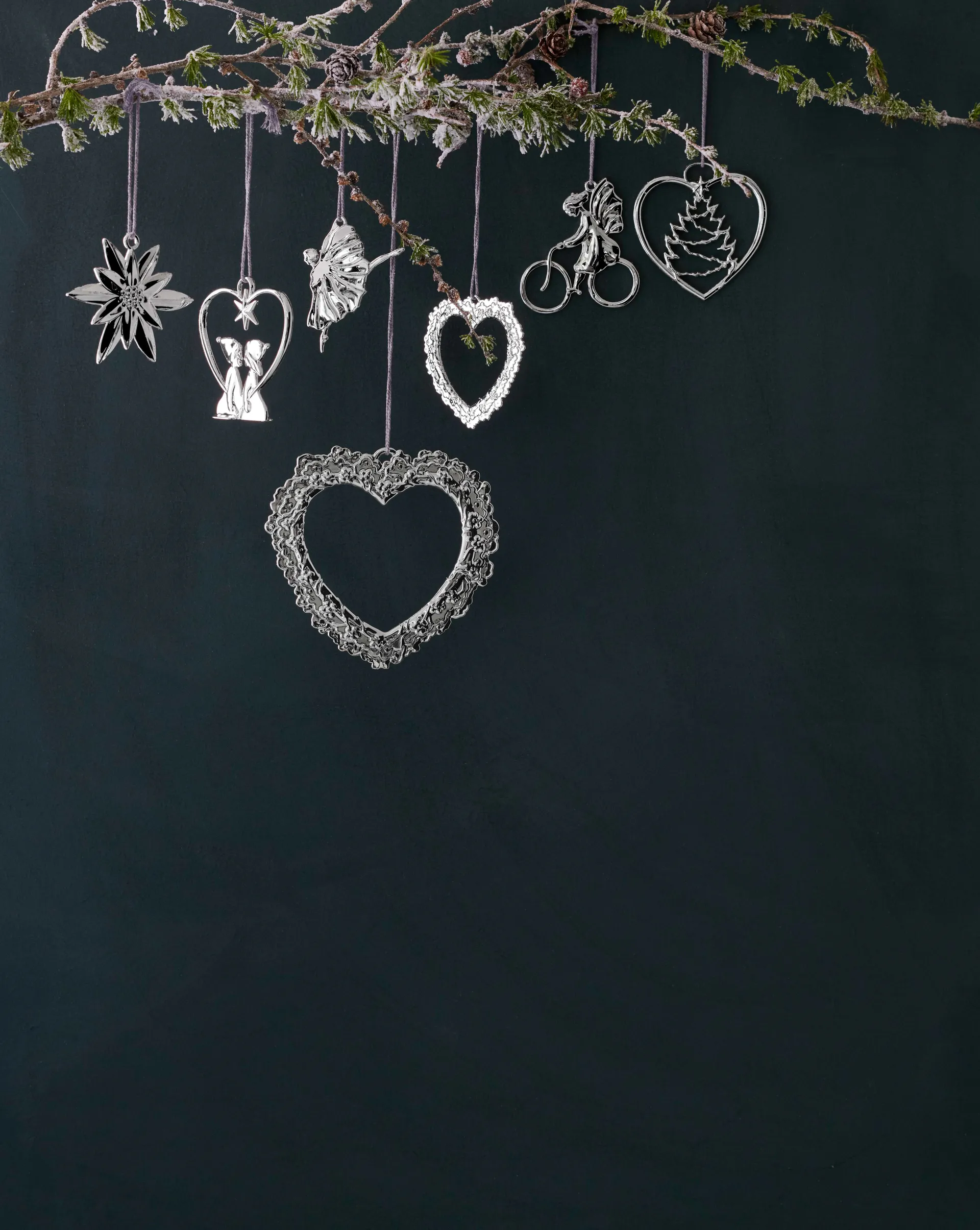 Karen Blixen Weihnachtsanhänger Blumenherz, Silver Rosendahl