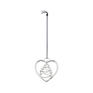 Karen Blixen Weihnachtsanhänger Herz mit Weihnachtsbaum - Silver - Rosendahl