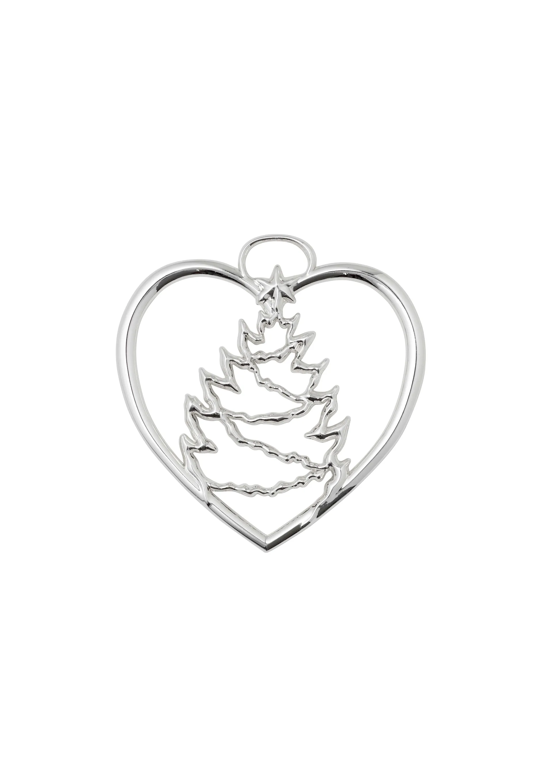 Karen Blixen Weihnachtsanhänger Herz mit Weihnachtsbaum, Silver Rosendahl