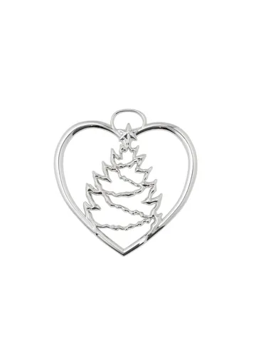 Karen Blixen Weihnachtsanhänger Herz mit Weihnachtsbaum - Silver - Rosendahl