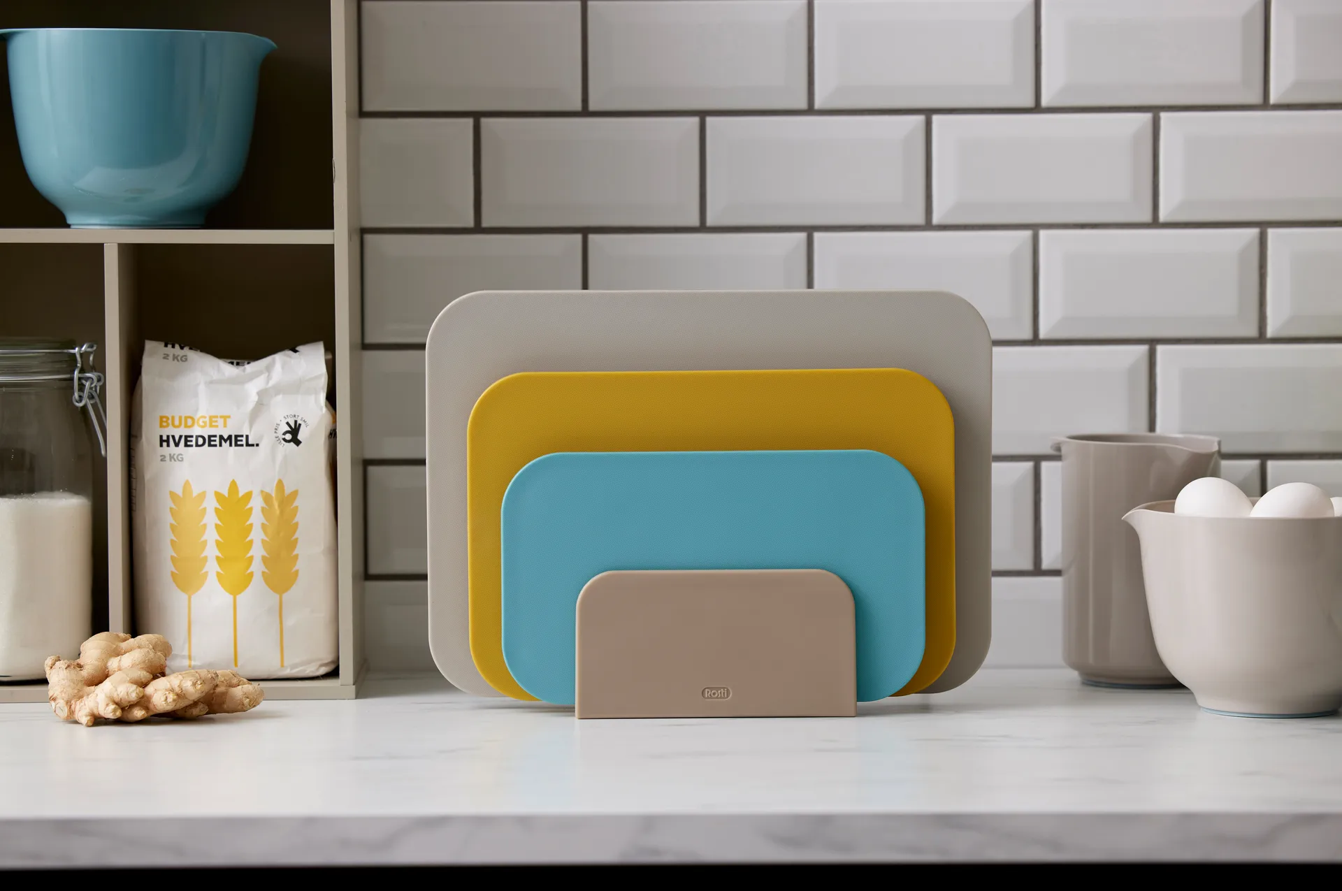 Choptima Schneidebrett Set 3 Teile und Halter, Beach Rosti