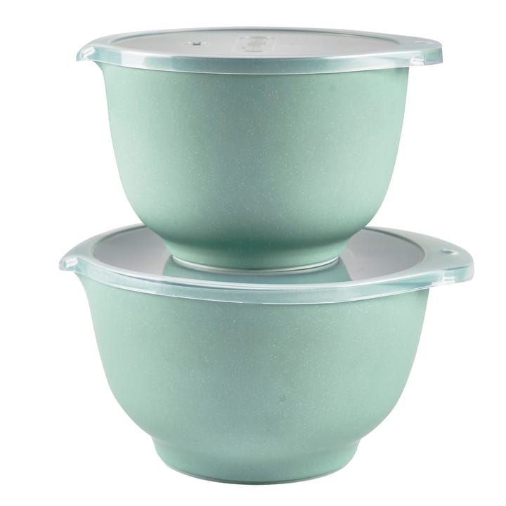 Margrethe Schalenset mit Deckel matt 2er Pack, Pebble grün Rosti