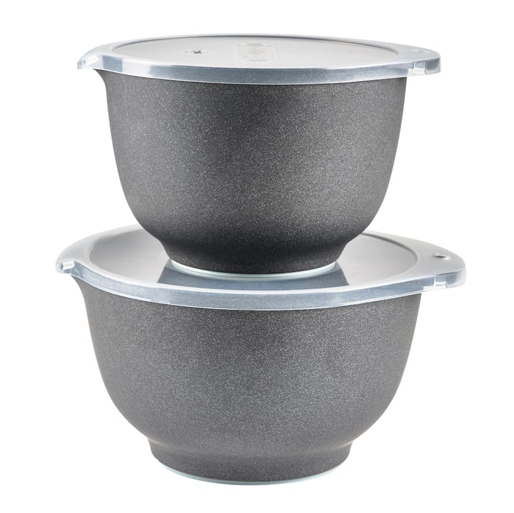 Margrethe Schalenset mit Deckel matt 2er Pack - Pebble schwarz - Rosti