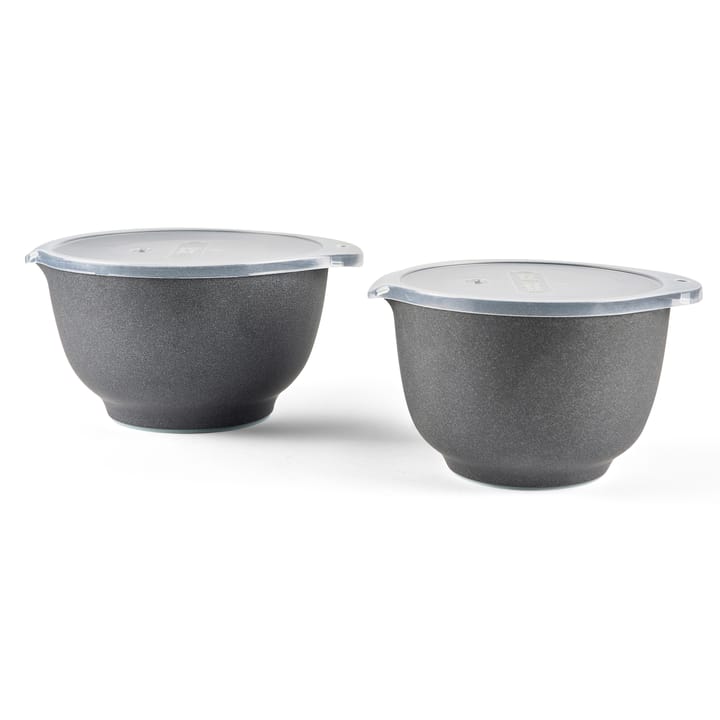 Margrethe Schalenset mit Deckel matt 2er Pack, Pebble schwarz Rosti