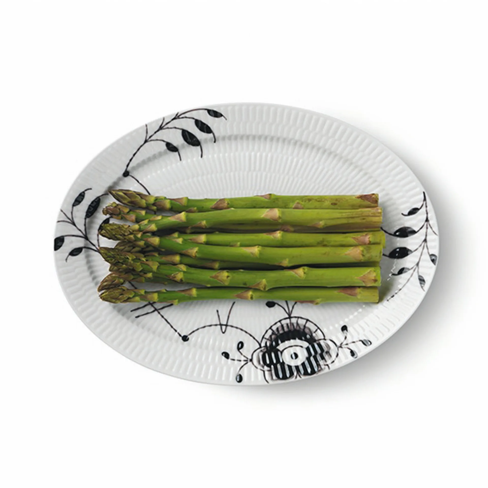 Black Fluted Mega ovaler Teller schwarz, 28 cm Royal Copenhagen