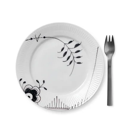 Black Fluted Mega schwarz Teller 2, Ø 19cm Royal Copenhagen