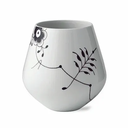 Black Fluted Mega schwarz Vase, 20,5cm Royal Copenhagen