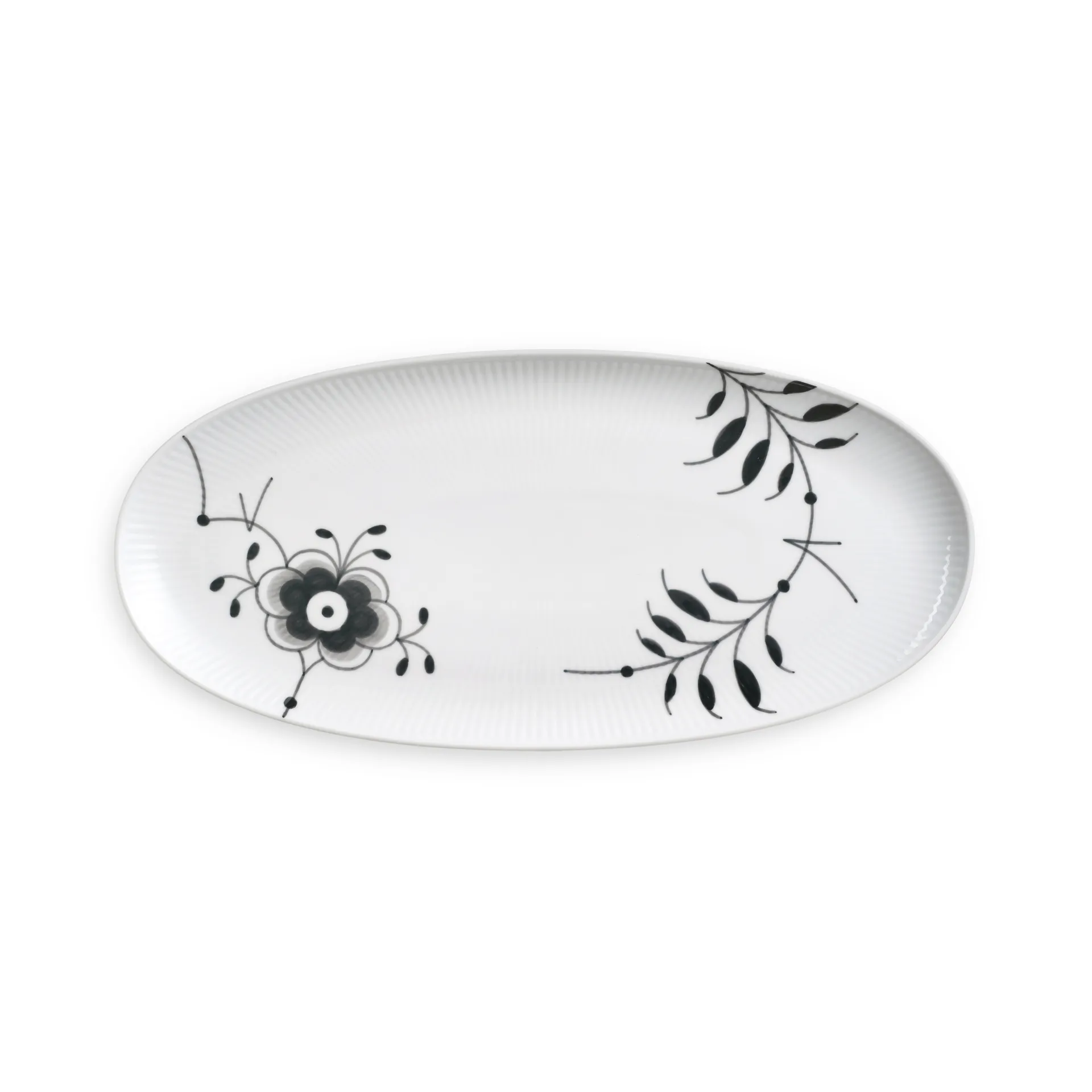 Black Fluted Mega Teller oval, 37cm Royal Copenhagen
