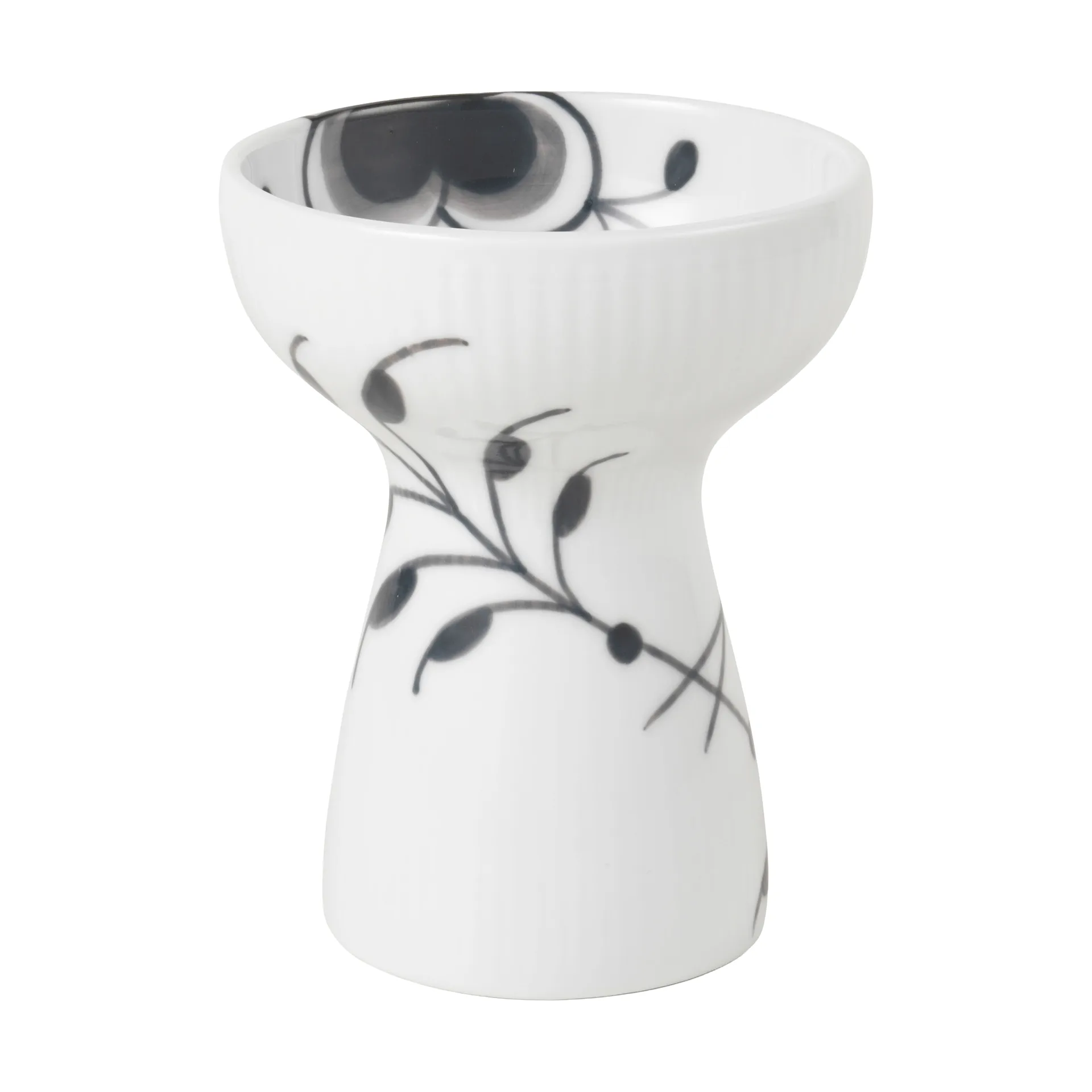 Black Fluted Vase 11 cm, White-black Royal Copenhagen