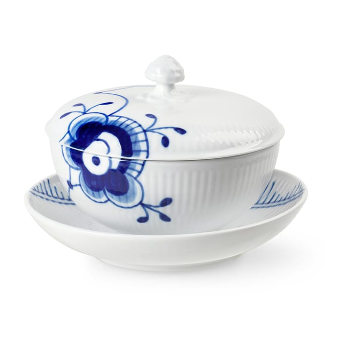 Blue Fluted Mega Schüssel mit Deckel und Untersetzer, 38 cl Royal Copenhagen