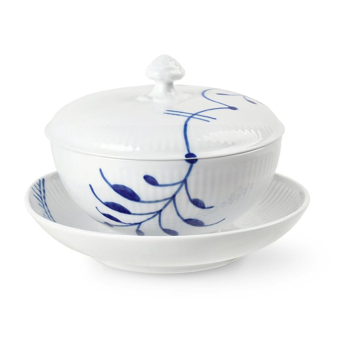 Blue Fluted Mega Schüssel mit Deckel und Untersetzer, 38 cl Royal Copenhagen