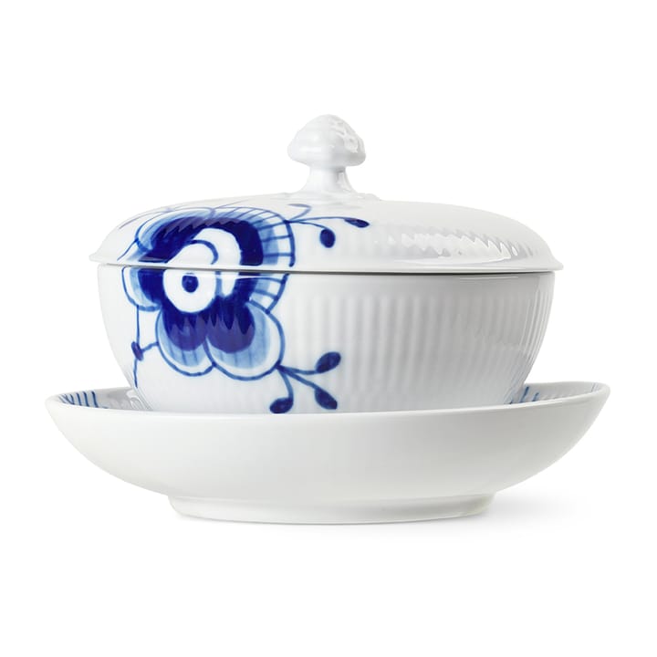 Blue Fluted Mega Schüssel mit Deckel und Untersetzer, 38 cl Royal Copenhagen