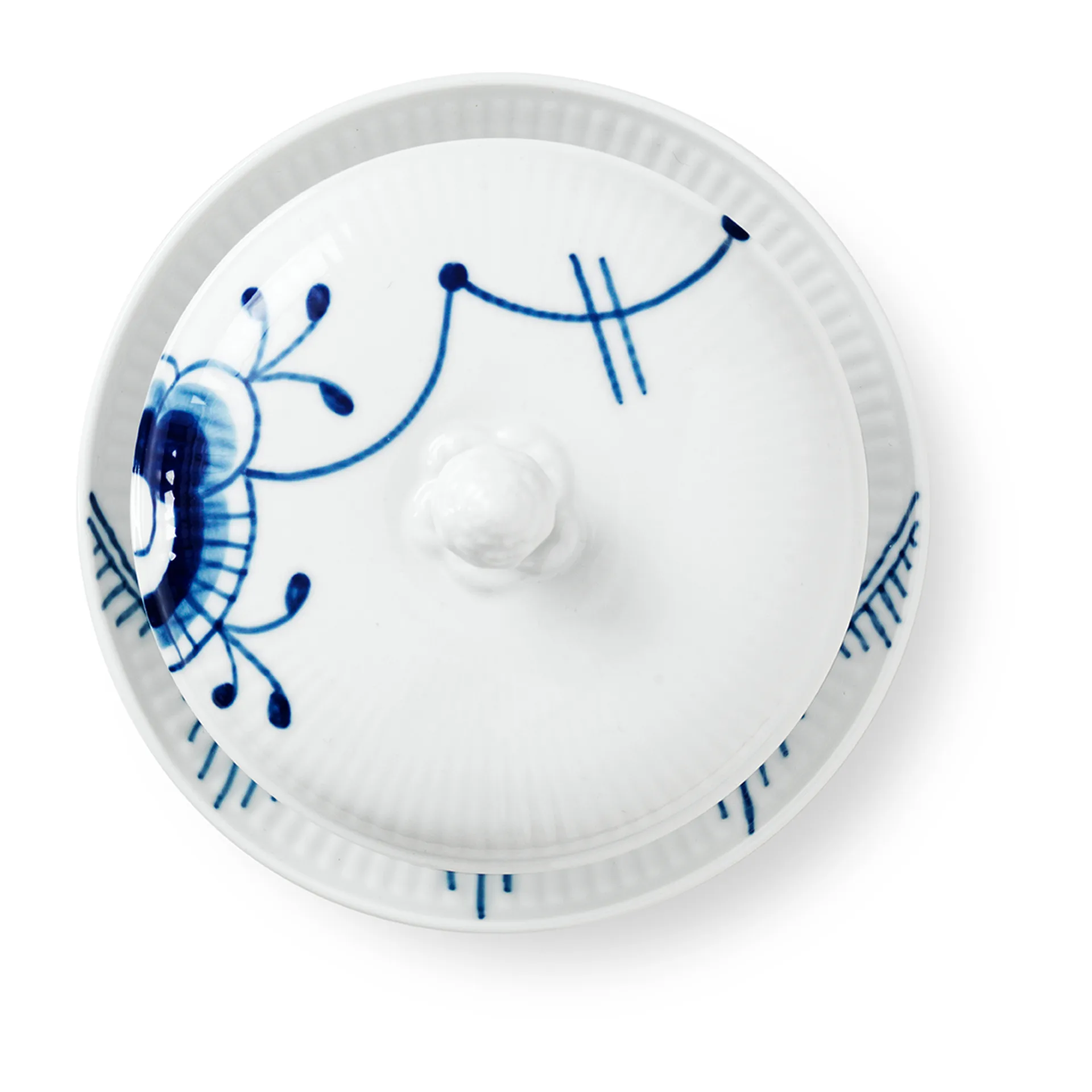 Blue Fluted Mega Schüssel mit Deckel und Untersetzer, 38 cl Royal Copenhagen