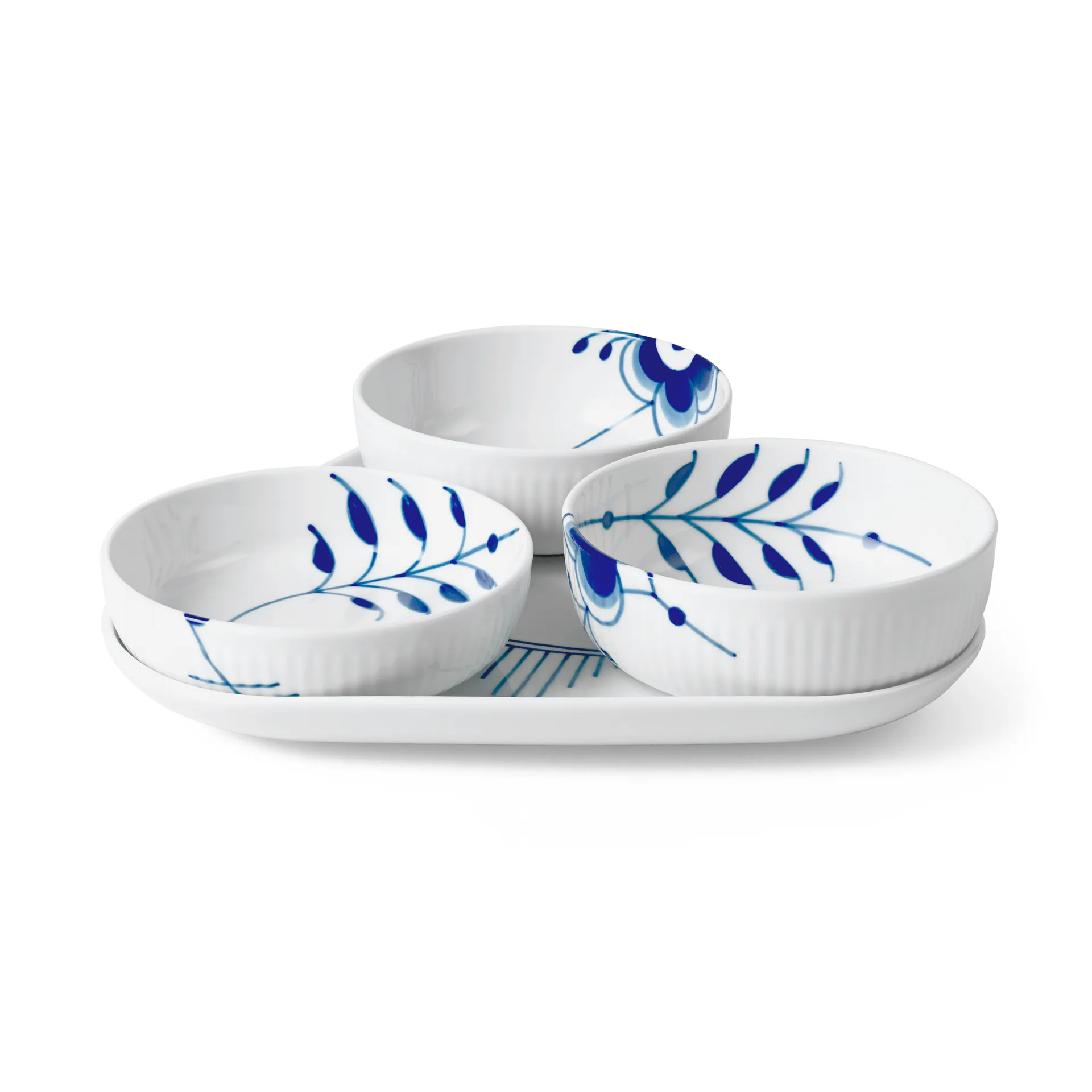 Blue Fluted Mega Servierset 4 Teile, Blau-Weiß Royal Copenhagen