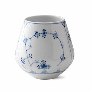 Blue Fluted Plain gerippt Vase - 21cm - Royal Copenhagen