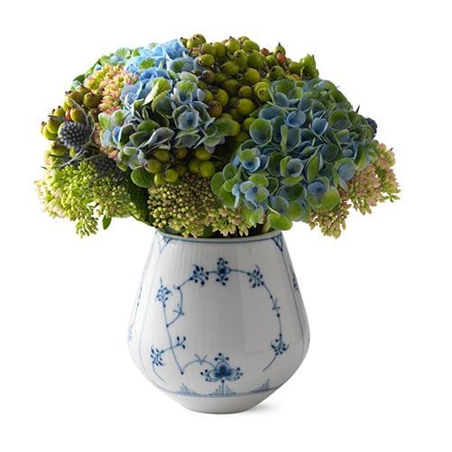 Blue Fluted Plain gerippt Vase - 21cm - Royal Copenhagen