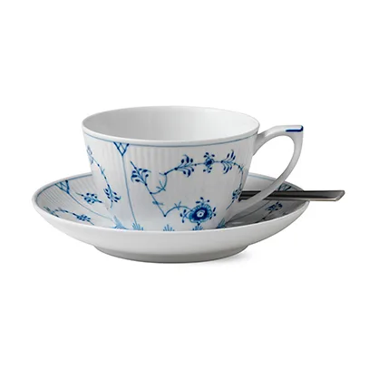 Blue Fluted Plain Teetasse gerippt, 28cl Royal Copenhagen