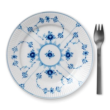 Blue Fluted Plain Teller gerippt, Ø 19cm Royal Copenhagen