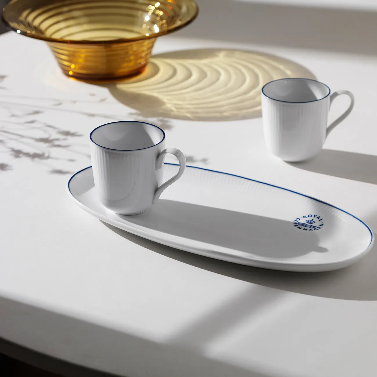 Blueline Tasse 28cl 2er Pack, Weiß-blau Royal Copenhagen