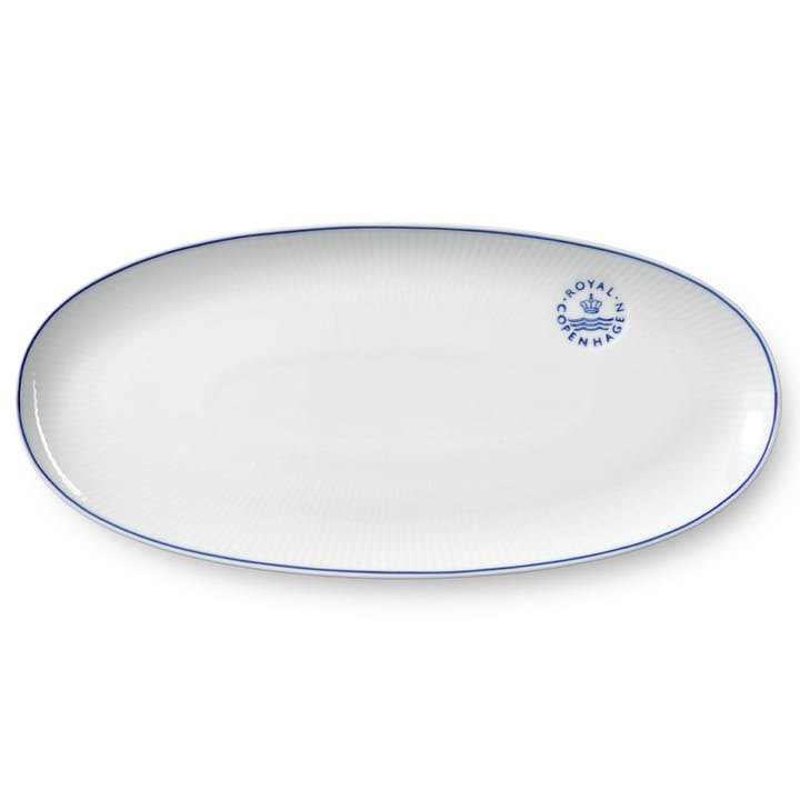 Blueline Teller oval 37cm - Weiß-blau - Royal Copenhagen