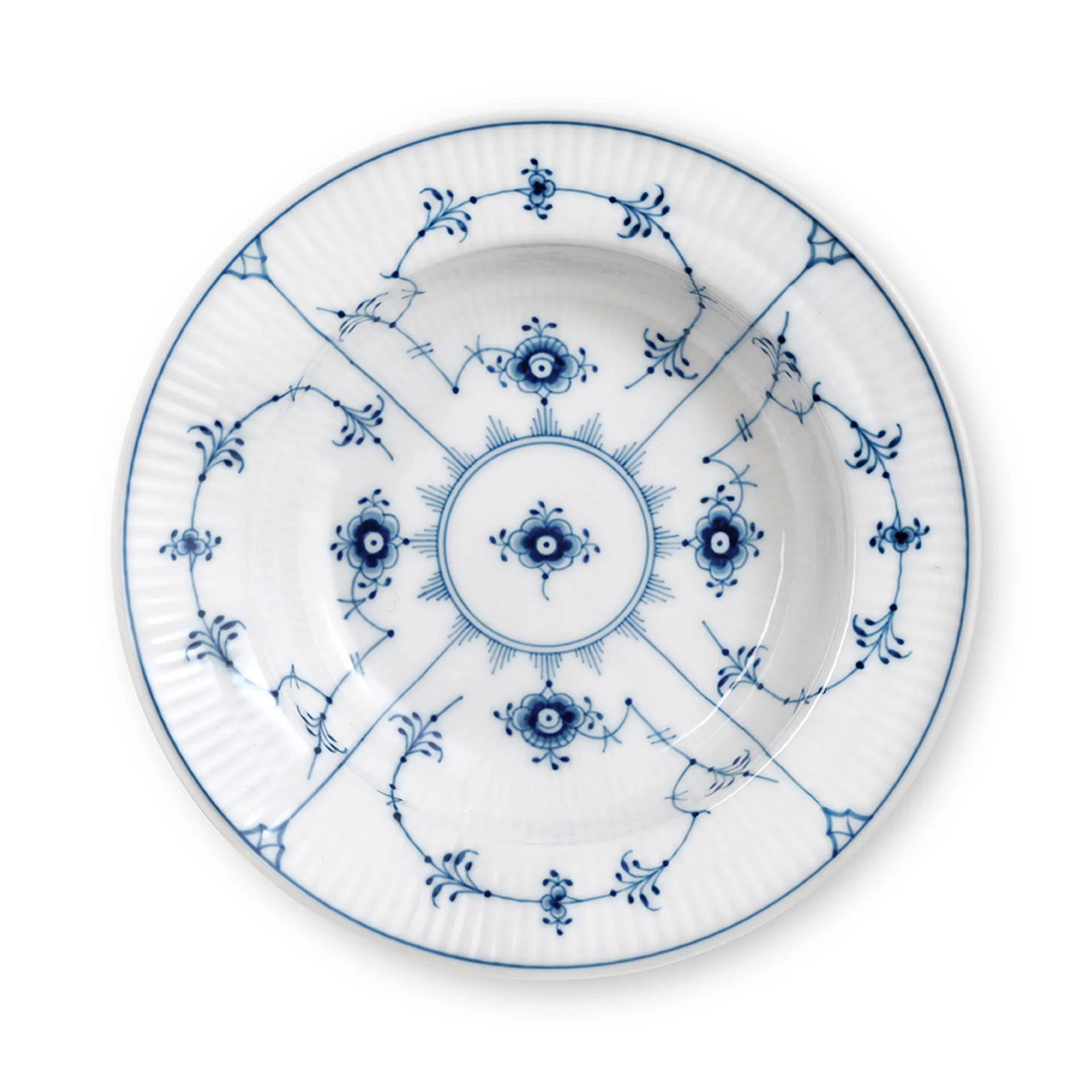 Musselmalet gerippt tiefer Teller mit Krempe, Ø17cm Royal Copenhagen