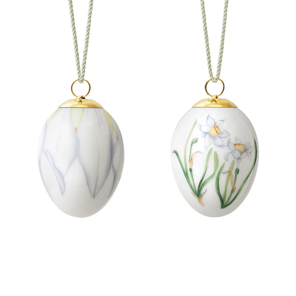 Royal Copenhagen Osterei 2022 6cm 2 Teile, Narzissenknospe des Dichters und Blätter Royal Copenhagen